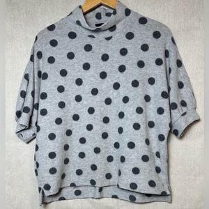 W5 Light And Dark Grey Polka Dot Short Sleeve Top Size Medium